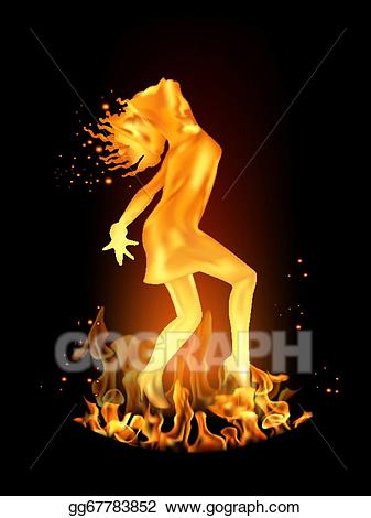 Vector girl made of. Clipart fire dancing