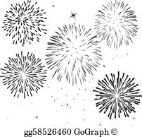 clipart fireworks black and white