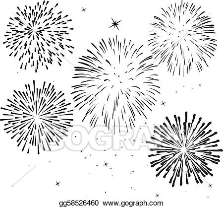 clipart fireworks black and white