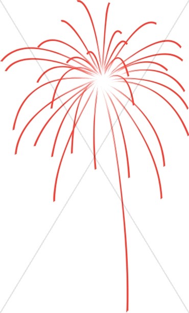 Red fireworks independence day. Explosion clipart firework
