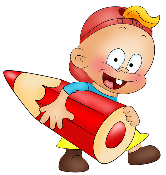Clipart pencil character. Little boy with cartoon