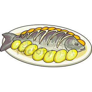 Seafood clipart dining plate. Fish dinner royalty free