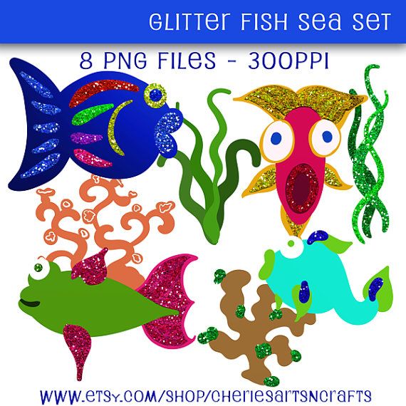 fish clipart glitter
