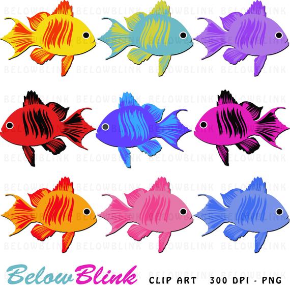 Cute colorful clip art. Clipart fish printable