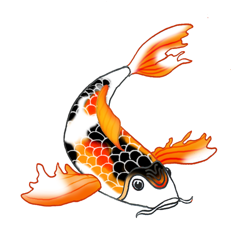 Colorful koi drawings black. Fish clipart logo