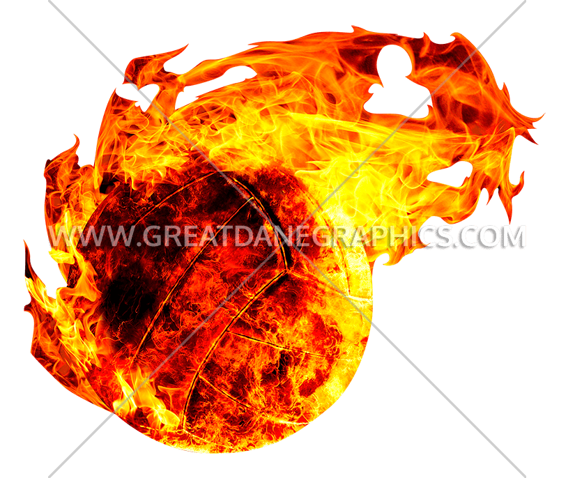 Clipart flames embroidery. Fireball volleyball production ready