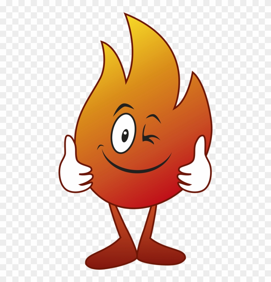 Drawing fire with face. Heat clipart cartoon