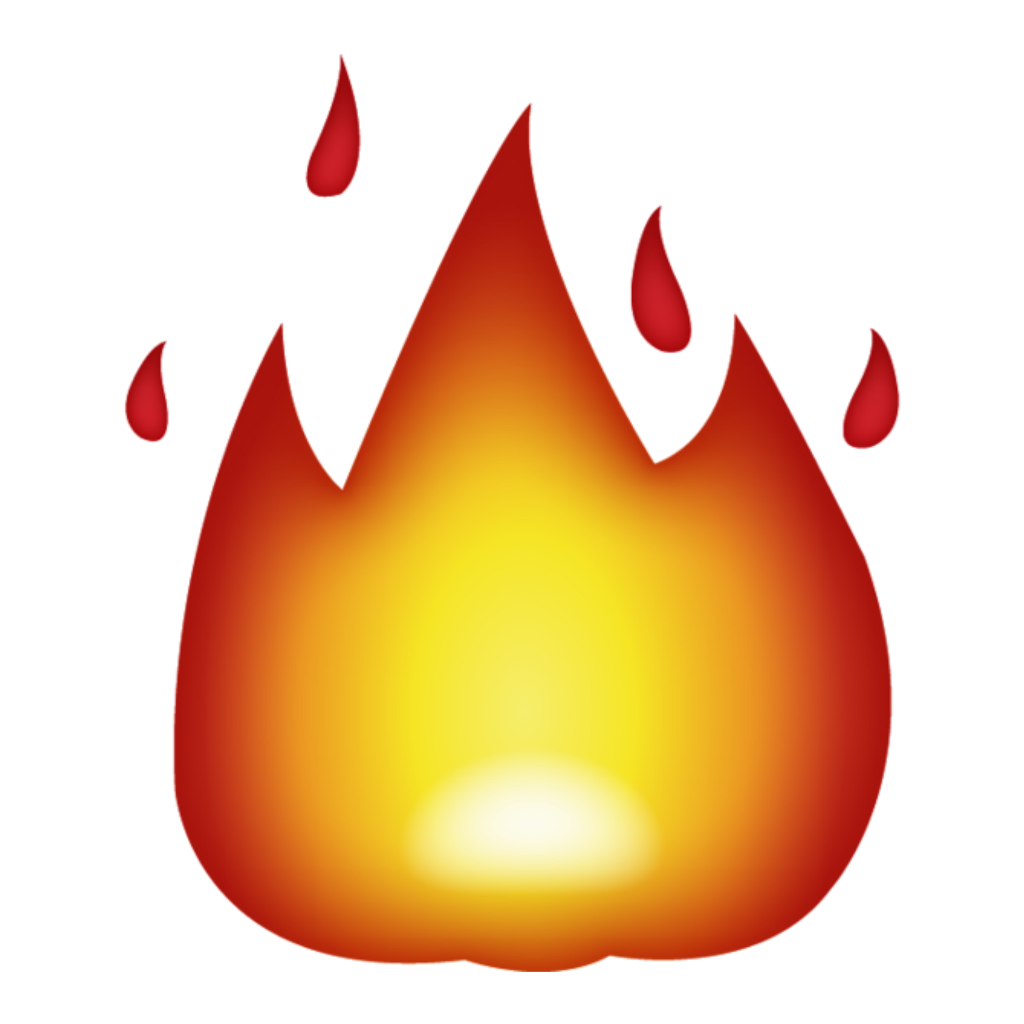 Fire llama emoji sticker. Flame clipart fuego