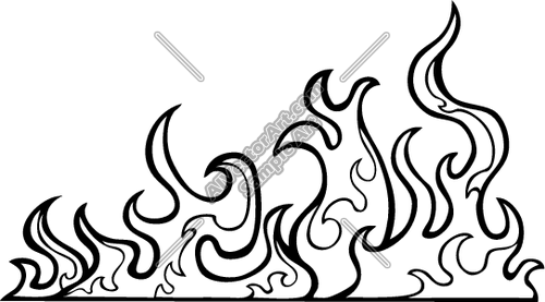 flames clipart line drawing