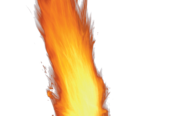 Painting on white background. Clipart flames realistic fire flame