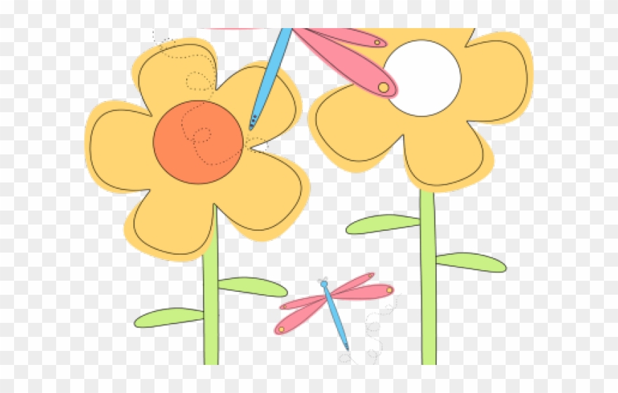 clipart flowers dragonfly