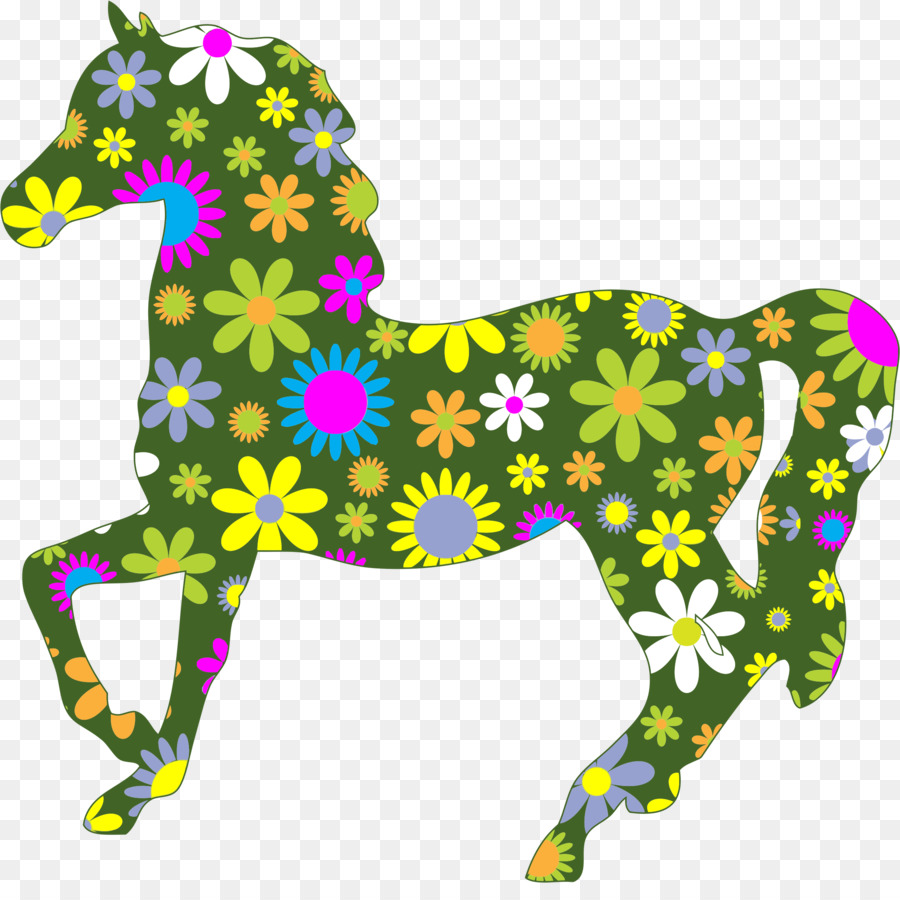 horses clipart flower