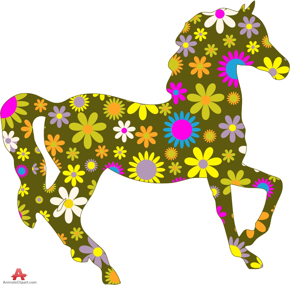horses clipart flower