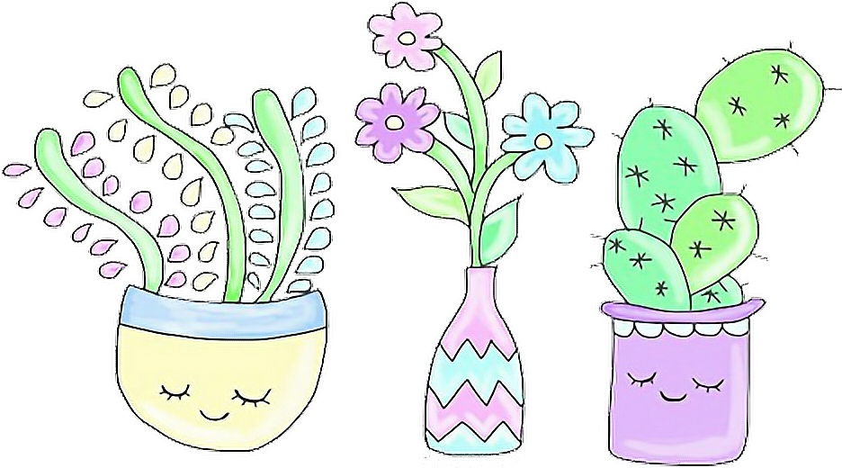 Plants clipart aesthetic. Tumblr cactus drawing kawaii