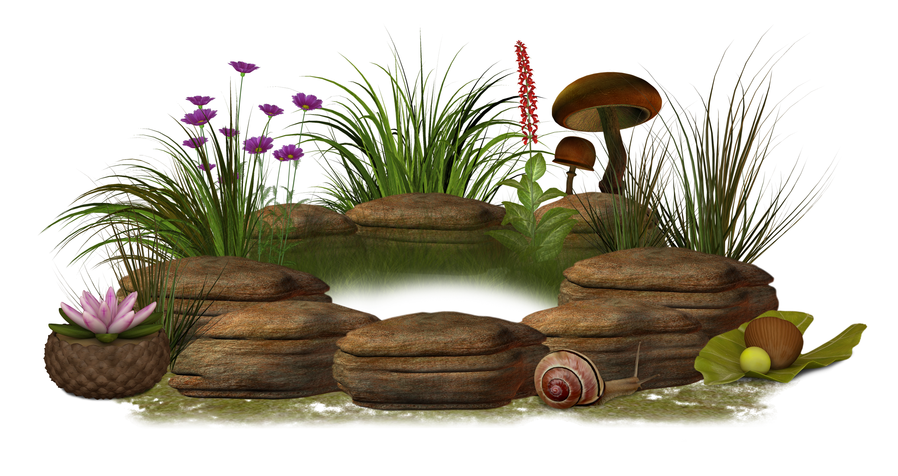 Mushroom clip art stone. Clipart flower landscape