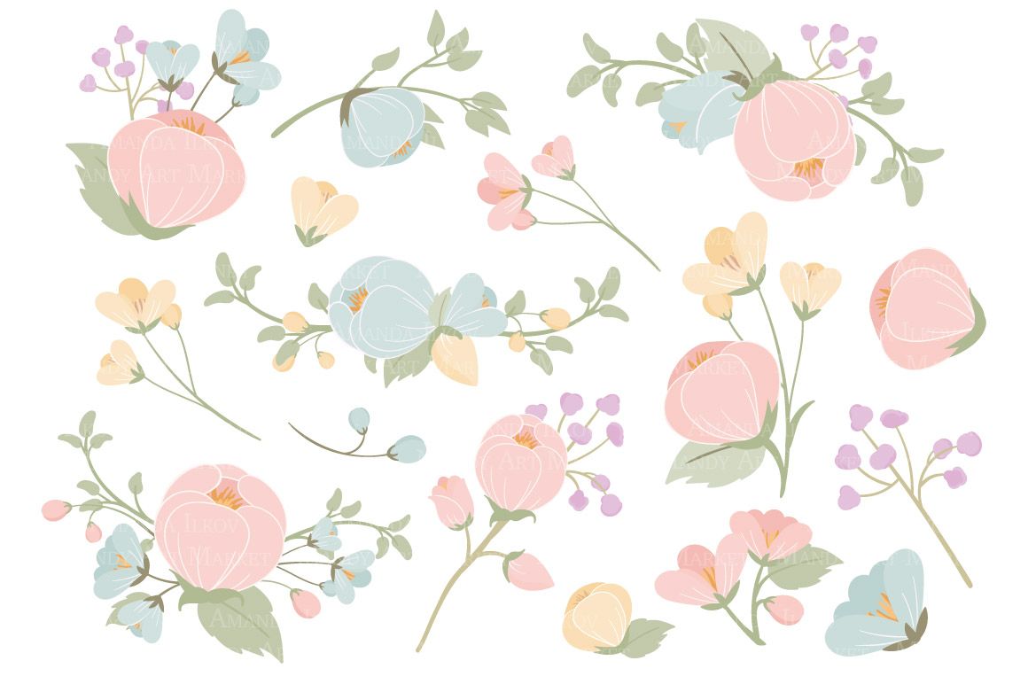 Clipart flowers pastel. Station 