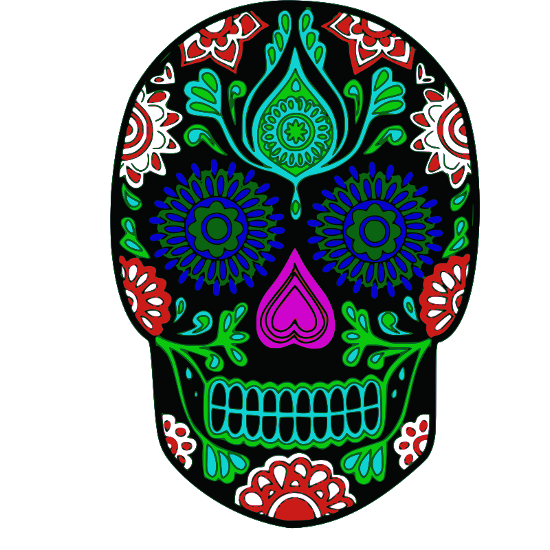 collection of day. Clipart skull rose
