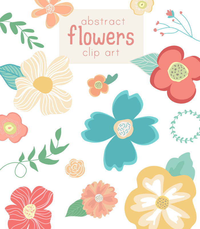 Abstract vector clip art. Flower clipart cute