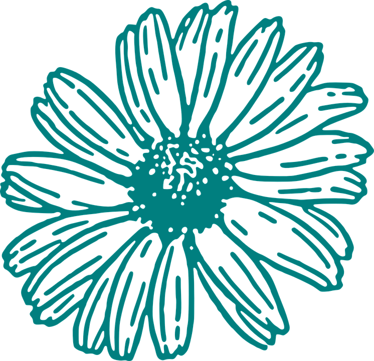Floral teal pencil in. Daffodil clipart black and white