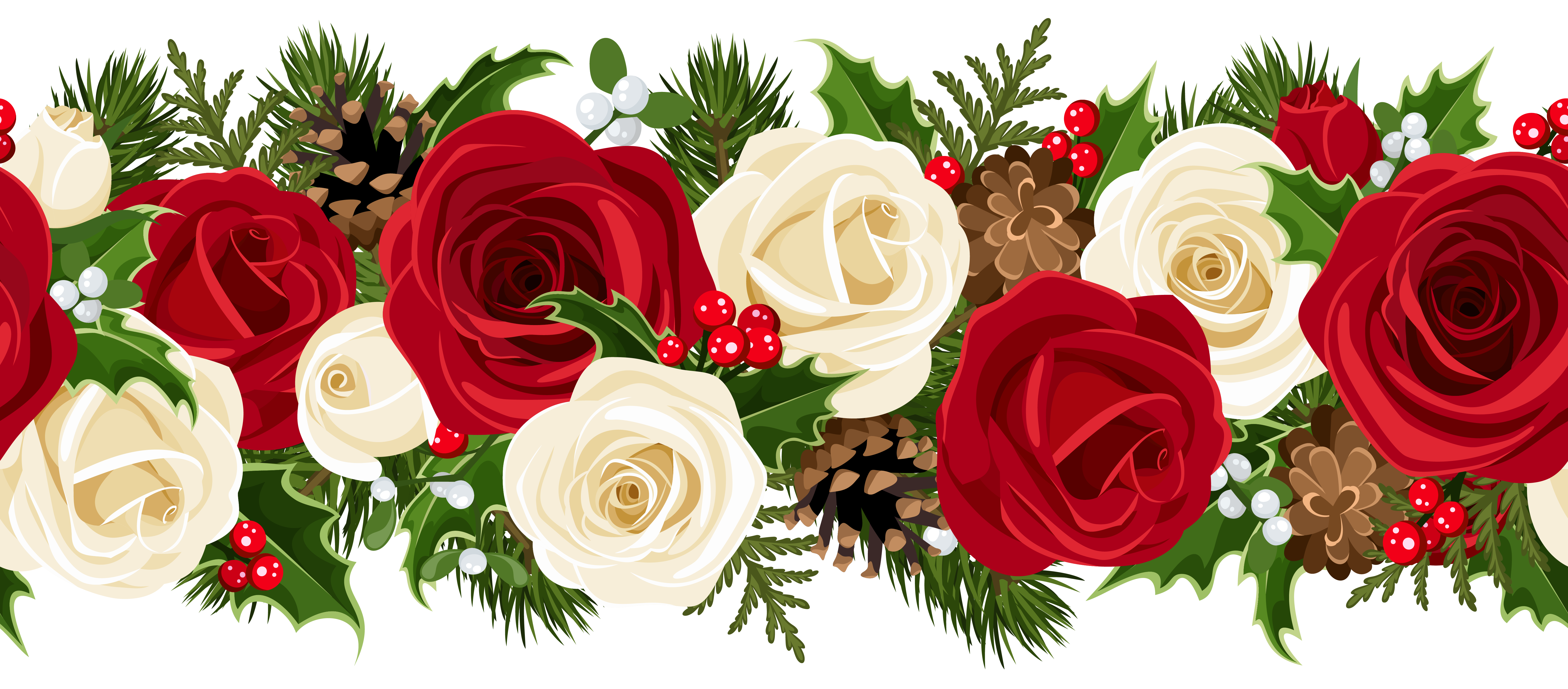 Christmas flower png. Rose garland clip art