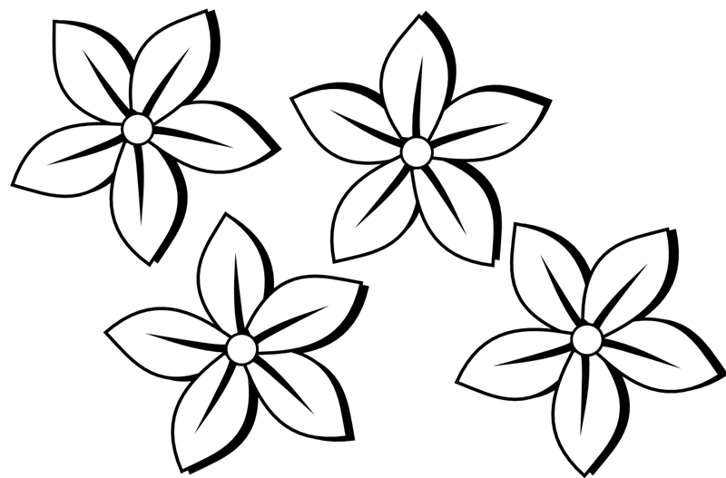 clipart flowers black and white