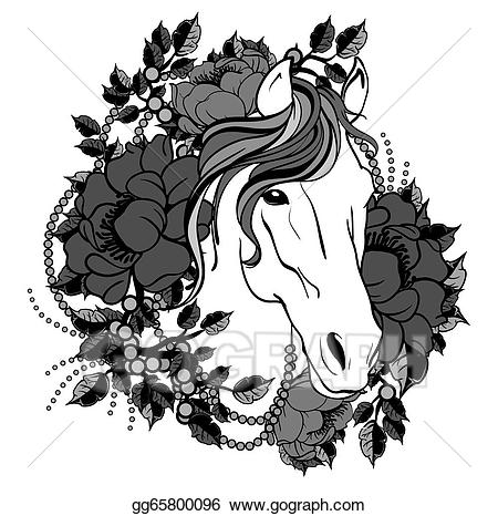 horse clipart flower