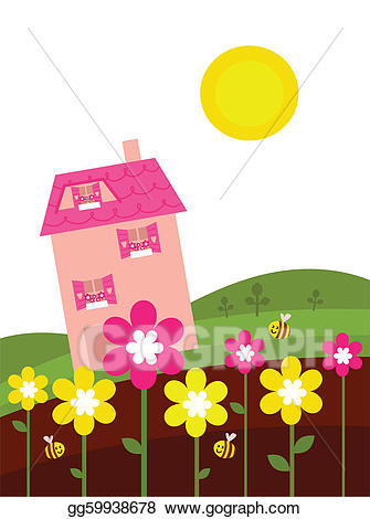clipart flowers house