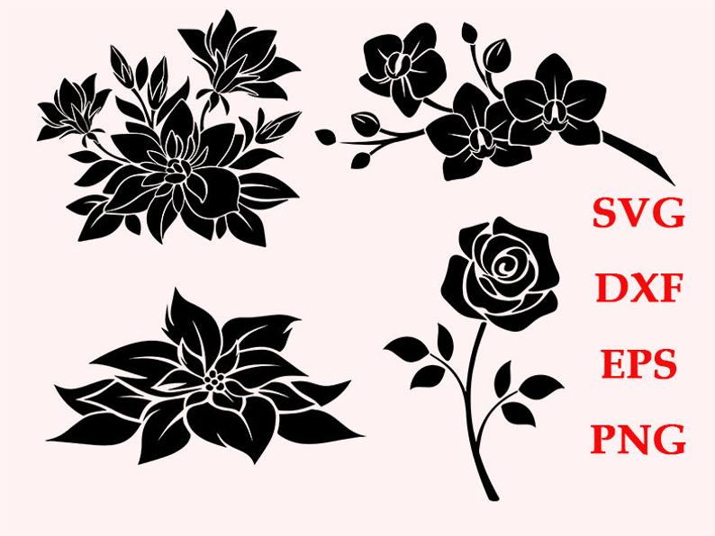 Flower Silhouette Svg Free - 137+ File for DIY T-shirt, Mug, Decoration
