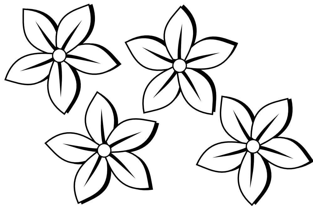 flowers clipart black and white