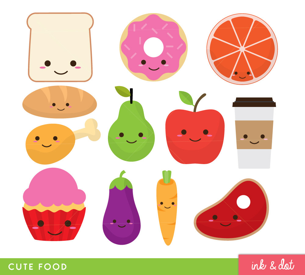 Cute clip art fruit. Clipart food