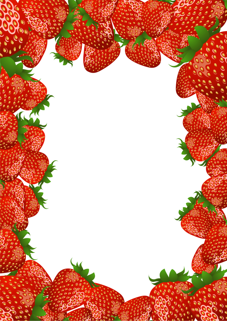 Strawberries clipart banner. Transparent png frame with