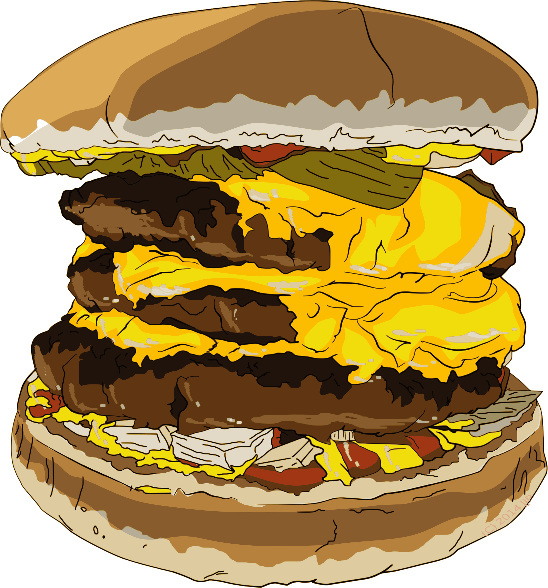 Fast triple cheeseburger big. Clipart food hamburger