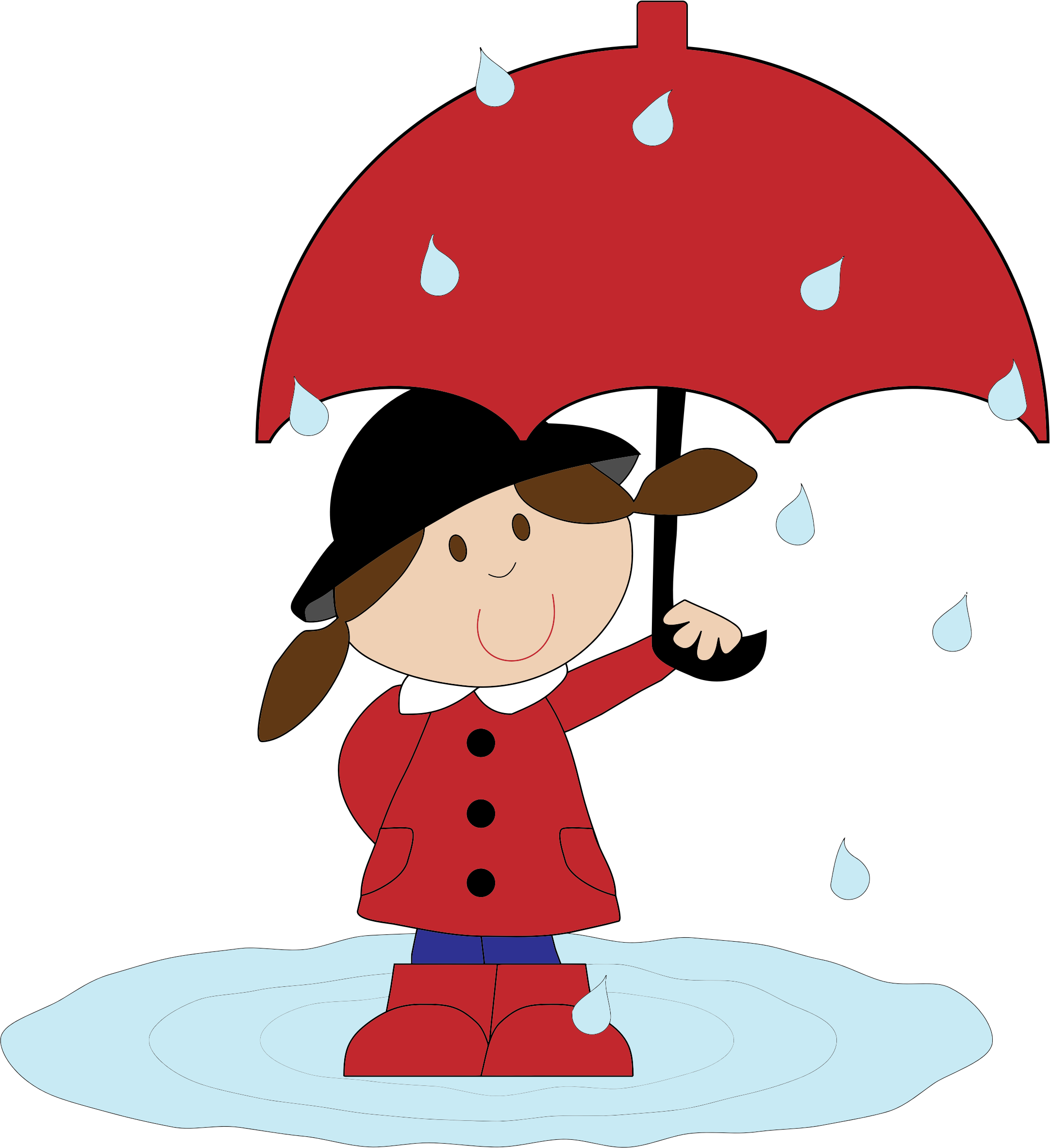 Cartoon girl in the. Clipart umbrella child