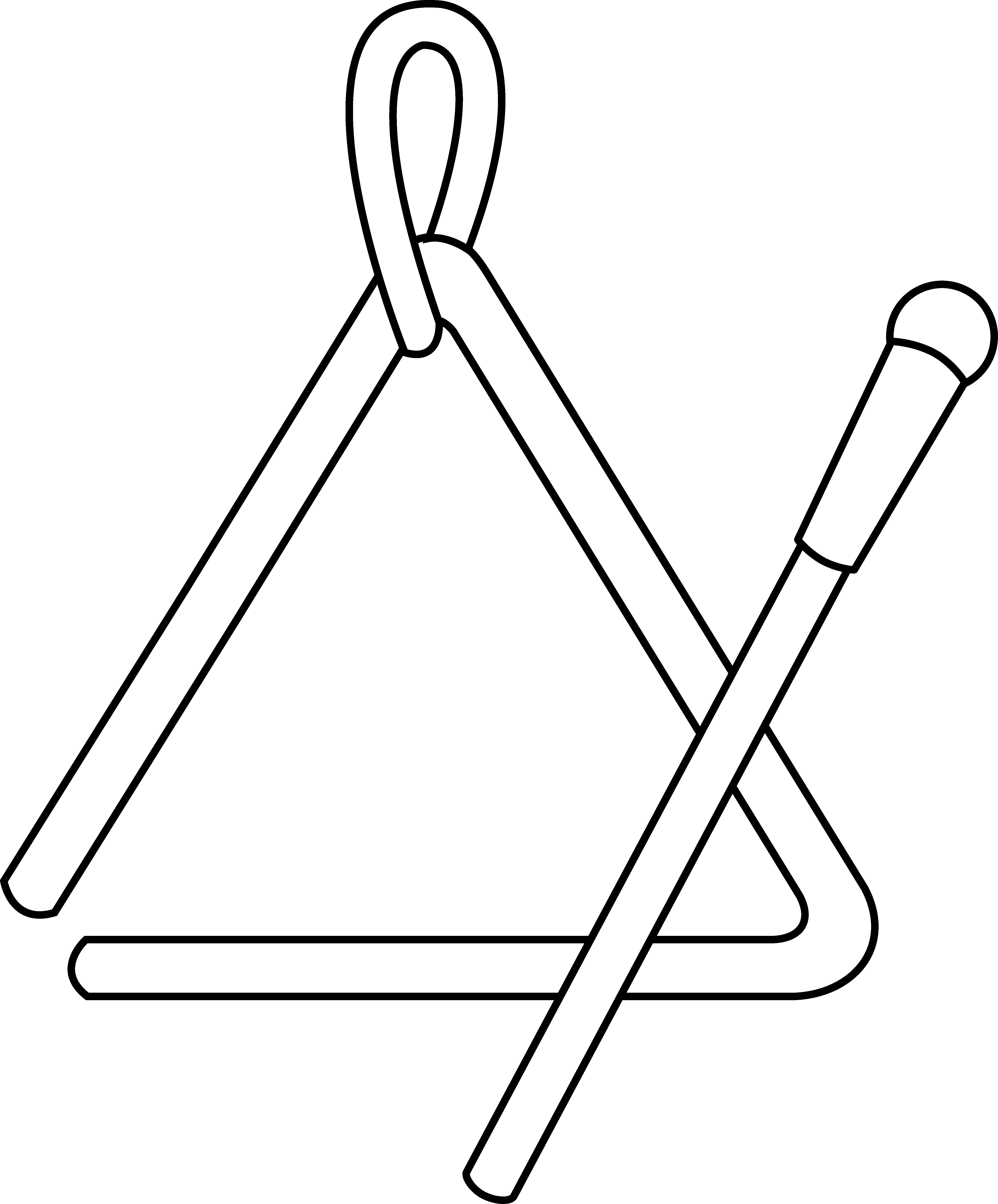 Triangle instrument line art. Xylophone clipart sketch