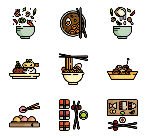 Icons free vector asian. Rice clipart rice packet