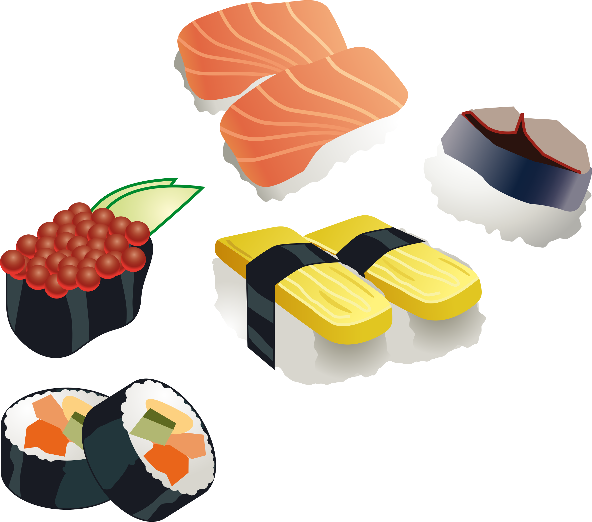 Sushi set big image. Dish clipart animated