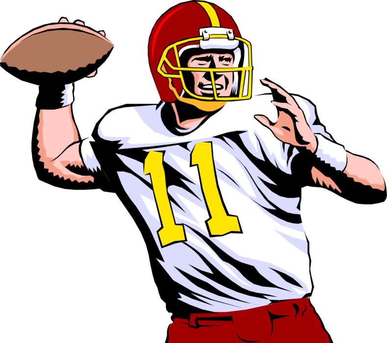 Quarterback throws pass in. Clipart football athlete