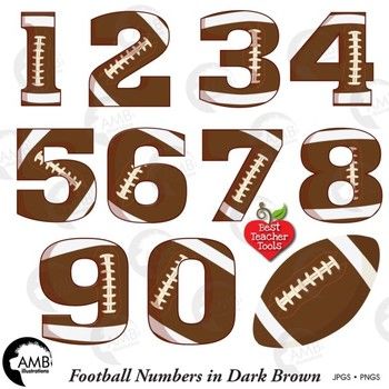Football clipart birthday. Dark brown numbers sports