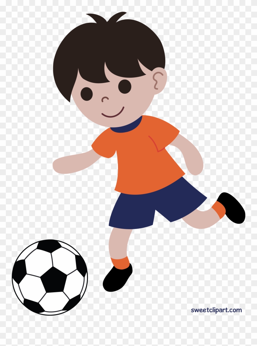 Clipart football child. Boy playing soccer or