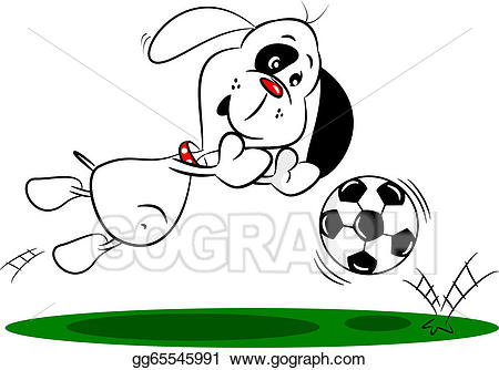 Dog clipart football. Eps vector cartoon saving