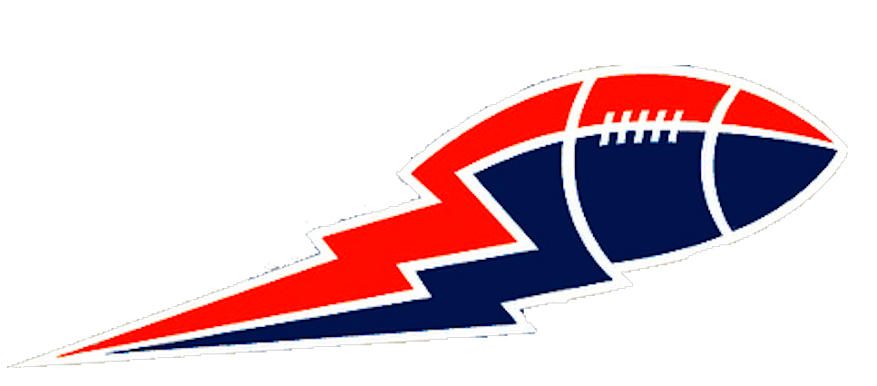 Red and blue lightning. Logo clipart football