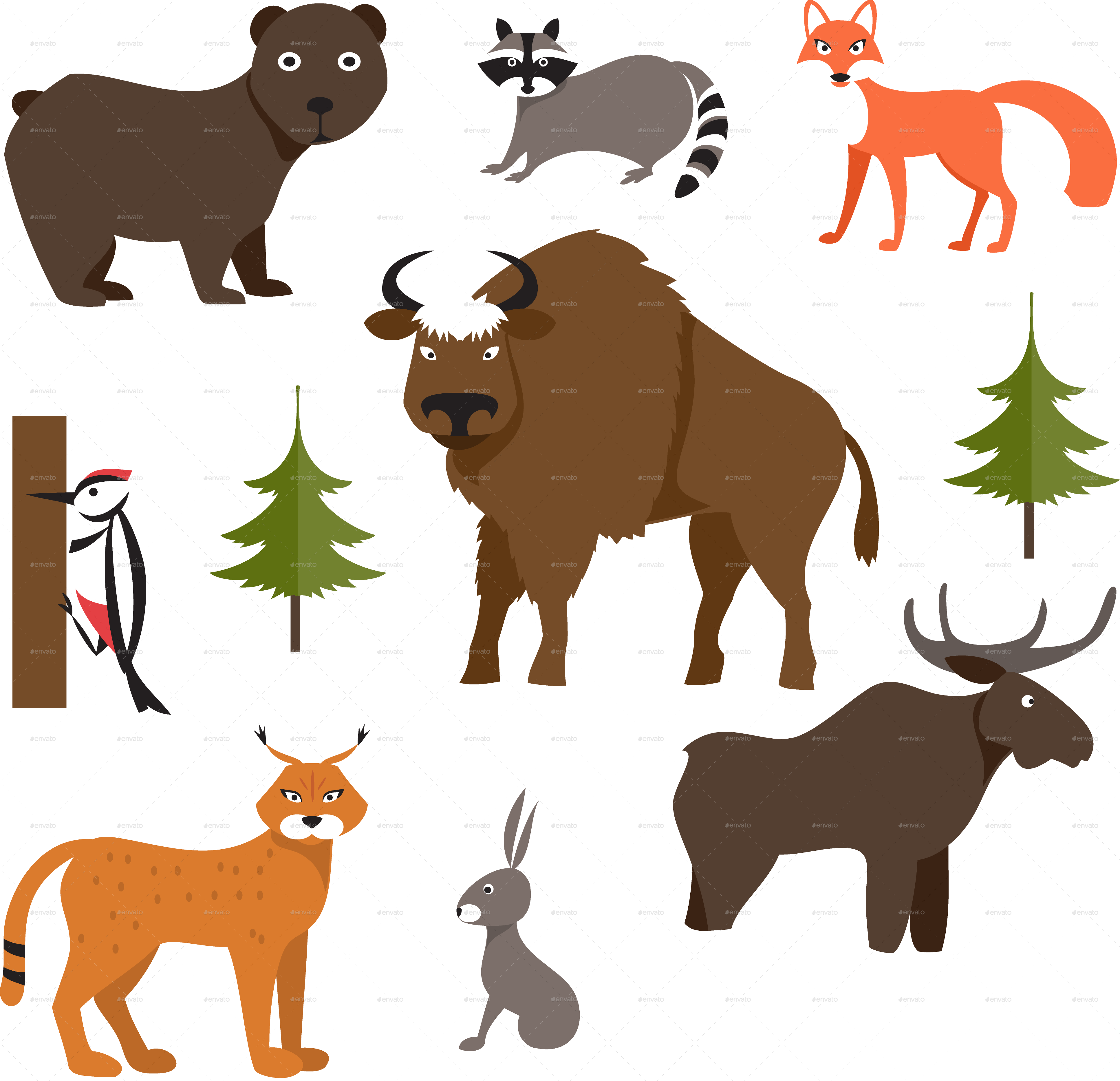 clipart forest animal community