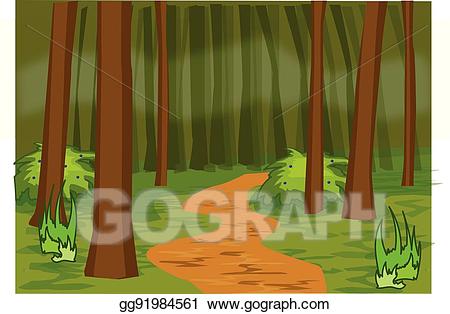 Clipart forest forest path. Vector art in the