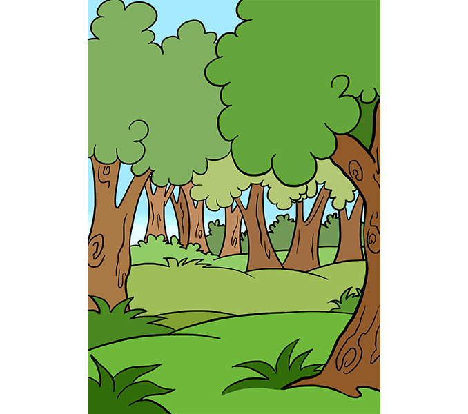 How to draw a. Clipart forest forest scene
