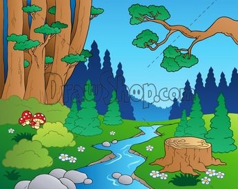 Drawing google search landscape. Clipart forest pond