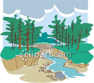 Small in the forest. Nature clipart creek