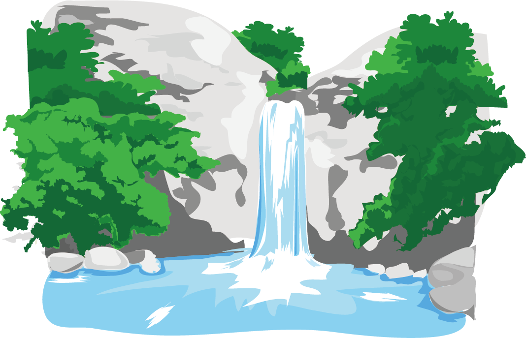 clipart forest waterfall