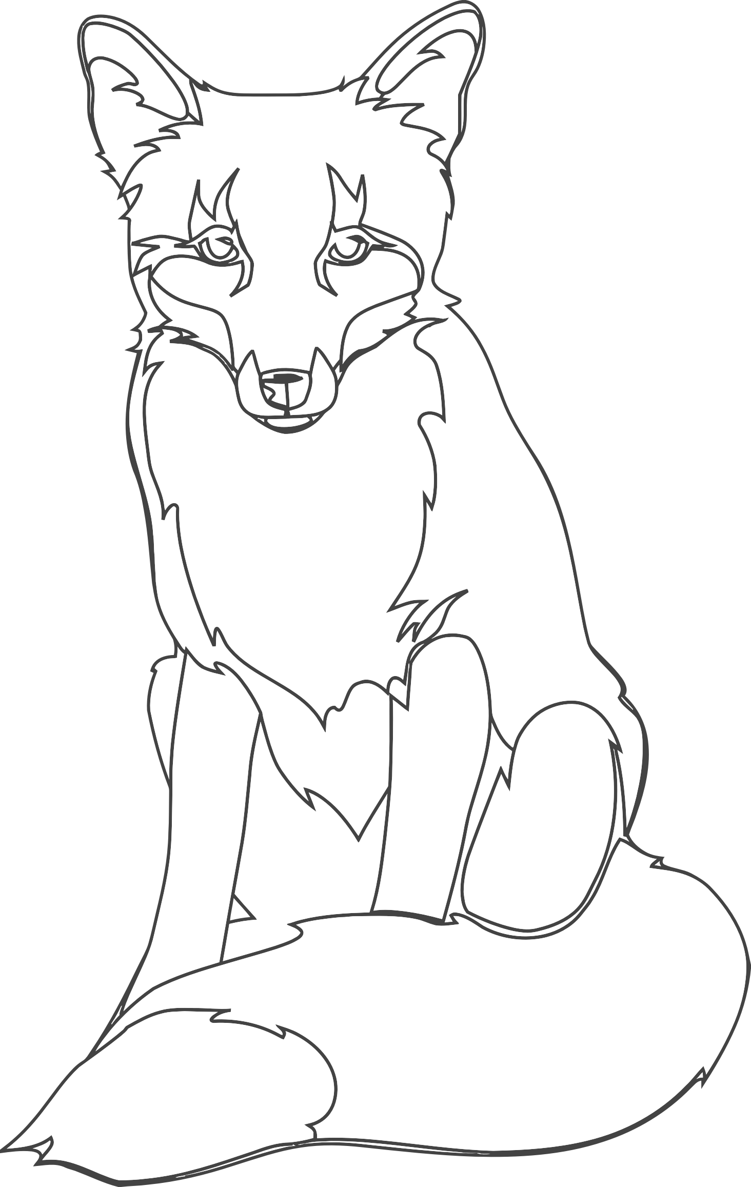 fox clipart line drawing