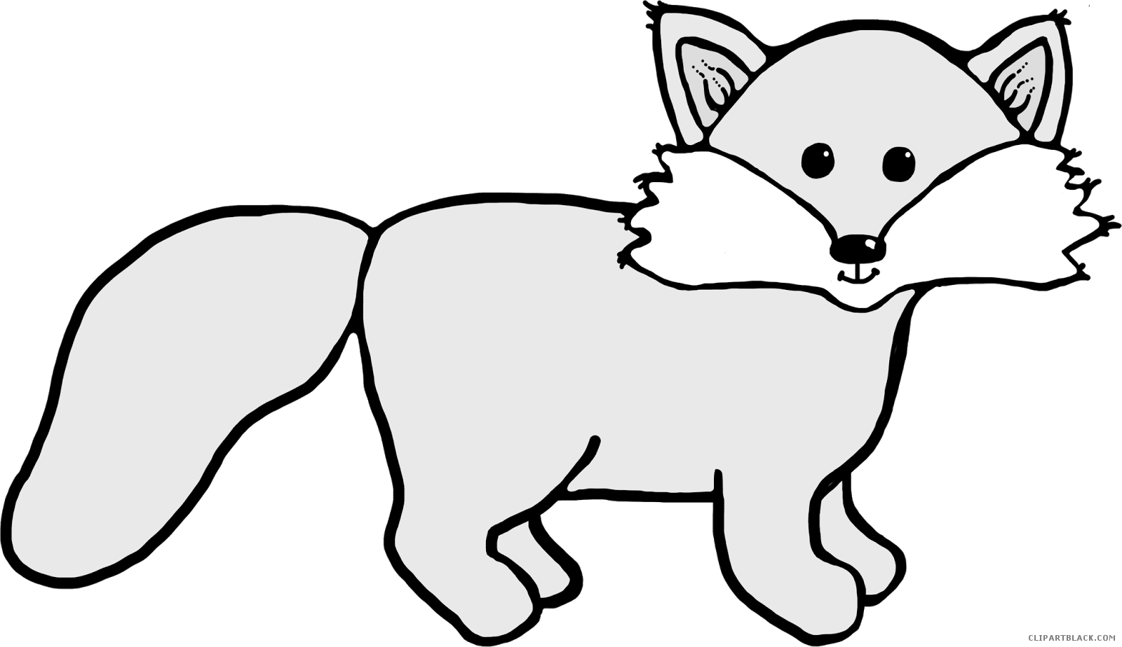 clipart fox black and white