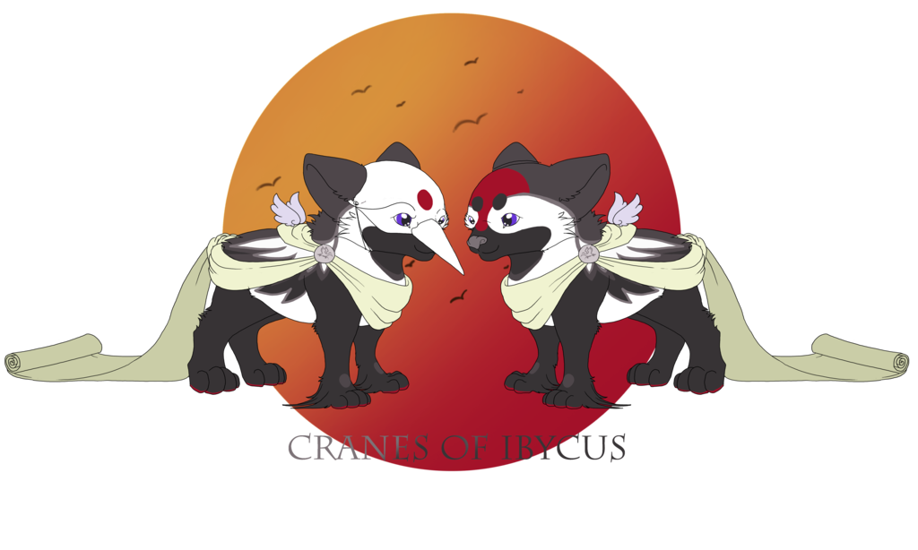 Cranes of ibycus maildog. Clipart fox crane